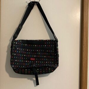 Dickies Black Crossbody Bag with Multicolor Star Pattern